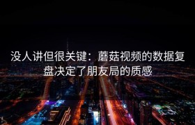 没人讲但很关键：蘑菇视频的数据复盘决定了朋友局的质感