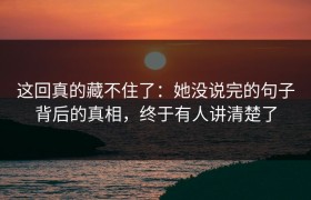 这回真的藏不住了：她没说完的句子背后的真相，终于有人讲清楚了