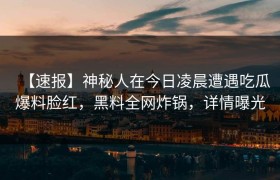 【速报】神秘人在今日凌晨遭遇吃瓜爆料脸红，黑料全网炸锅，详情曝光