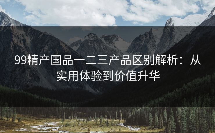 99精产国品一二三产品区别解析:从实用体验到价值升华 99精产国品一二三产品区别解析:从实用体验到价值升华