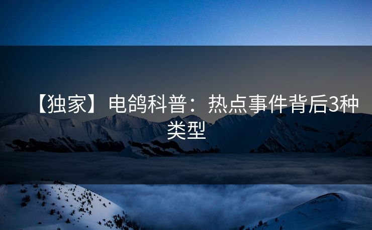 【独家】电鸽科普：热点事件背后3种类型