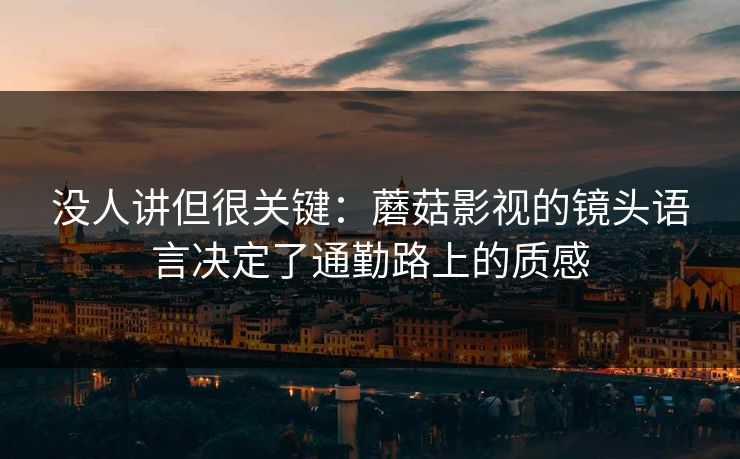 没人讲但很关键：蘑菇影视的镜头语言决定了通勤路上的质感