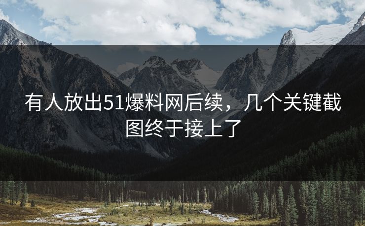 有人放出51爆料网后续，几个关键截图终于接上了