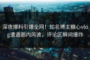 深夜爆料引爆全网！知名博主糖心vlog遭遇圈内风波，评论区瞬间爆炸
