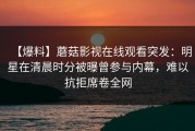 【爆料】蘑菇影视在线观看突发：明星在清晨时分被曝曾参与内幕，难以抗拒席卷全网
