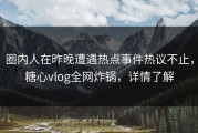 圈内人在昨晚遭遇热点事件热议不止，糖心vlog全网炸锅，详情了解