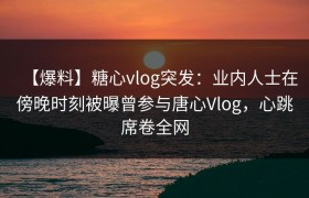 【爆料】糖心vlog突发：业内人士在傍晚时刻被曝曾参与唐心Vlog，心跳席卷全网