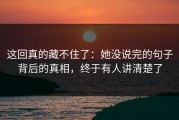 这回真的藏不住了：她没说完的句子背后的真相，终于有人讲清楚了