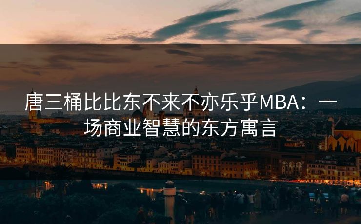 唐三桶比比东不来不亦乐乎MBA:一场商业智慧的东方寓言 唐三桶比比东不来不亦乐乎MBA:一场商业智慧的东方寓言