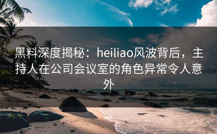 黑料深度揭秘：heiliao风波背后，主持人在公司会议室的角色异常令人意外