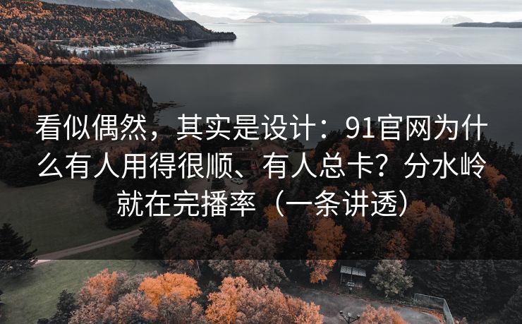 看似偶然，其实是设计：91官网为什么有人用得很顺、有人总卡？分水岭就在完播率（一条讲透）